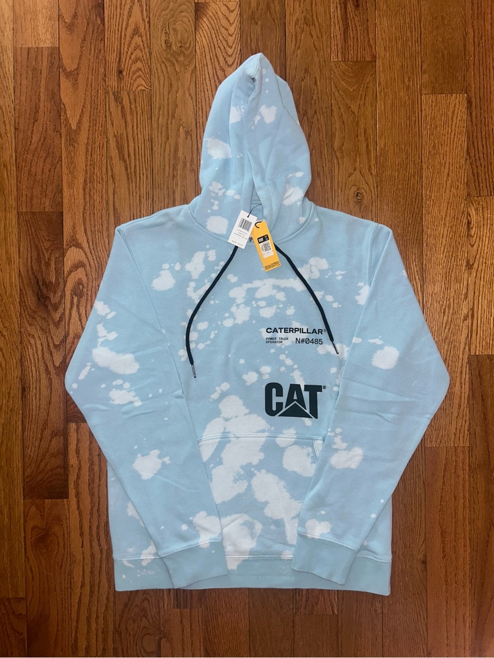 CAT Caterpillar Acid Wash Hoodie Size Large NEW